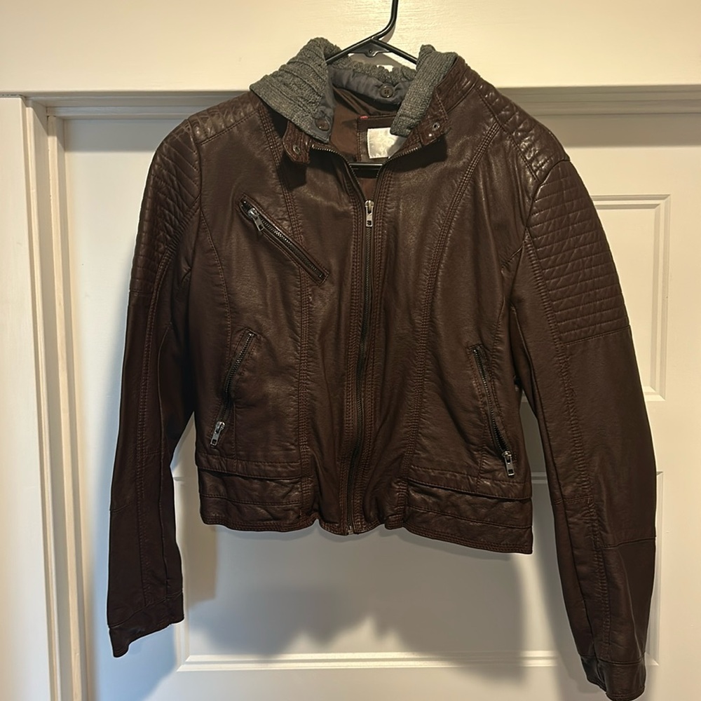 Xhilaration Leather Jacket (Rayon and Polyester) XL Kids